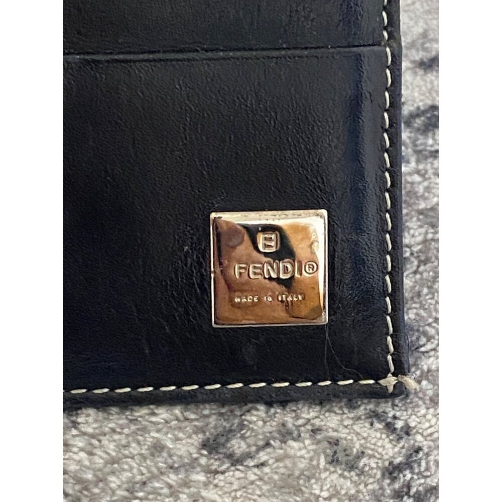 FENDI Zucca Canvas Leather Bifold Long Wallet Gray Navy - Picture 5 of 7